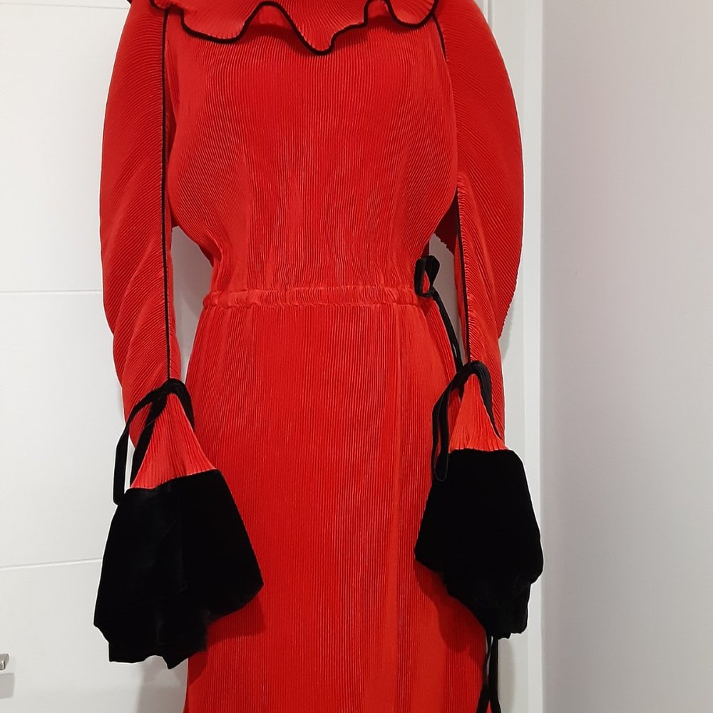NWT $998 TORY BURCH RED CONVERTIBLE PLEATED MIDI DRESS - Picture 4 of 6